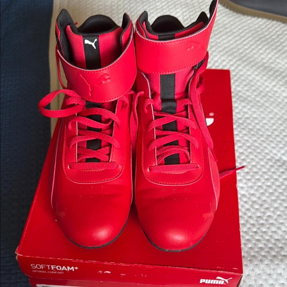 Puma Red and Black High-Top Sneakers